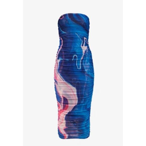 Farai London Hera Midi Dress Large Strapless Mesh Bodycon Stretch Revolve - Picture 6 of 15